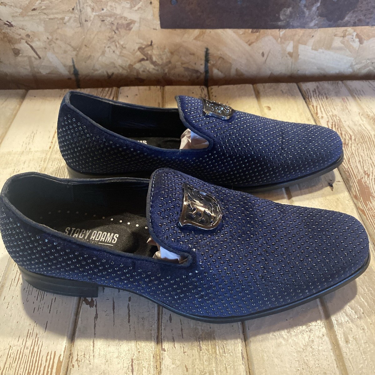 Stacy Adams Blue Velvet Studded Men display picture 2