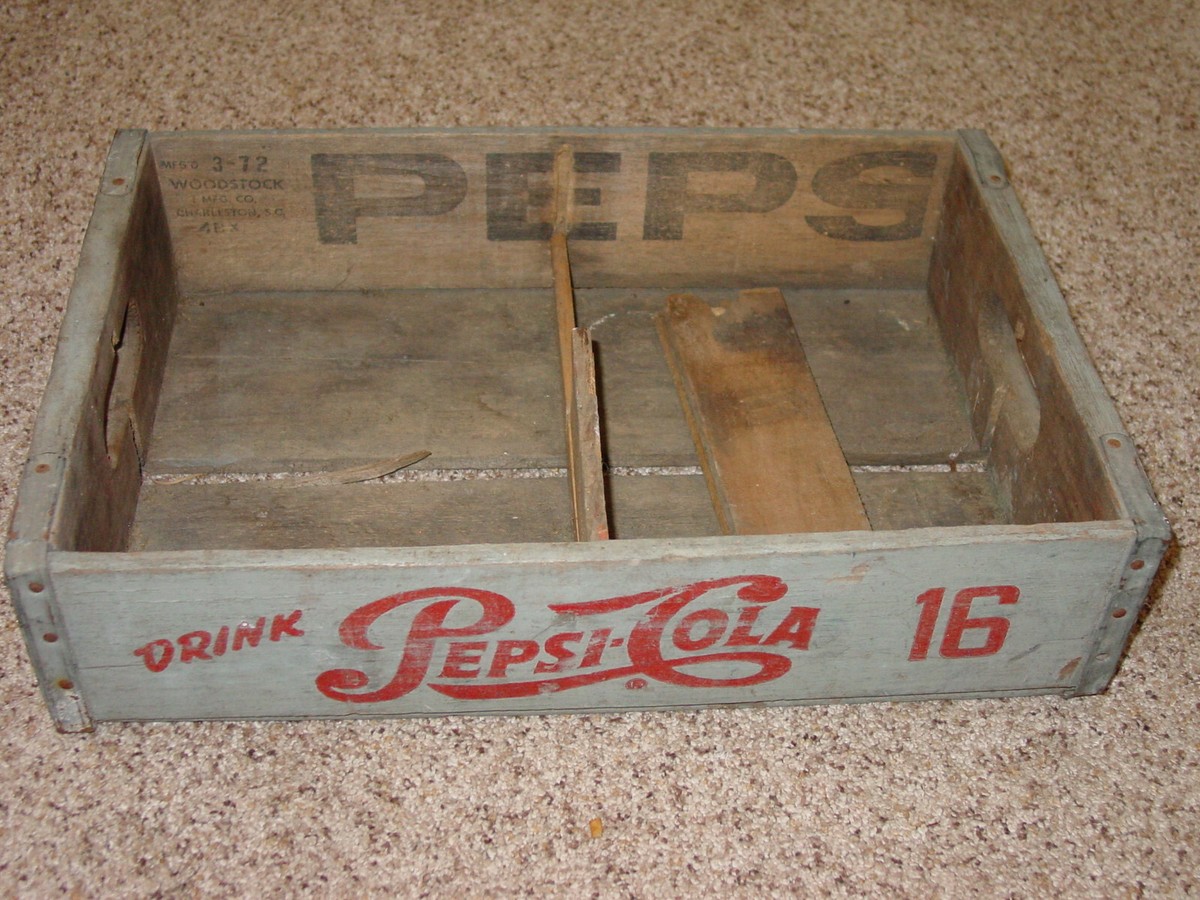 Vintage Pepsi Cola Crate Woodstock Wooden 16 Soda Bottle --Rare