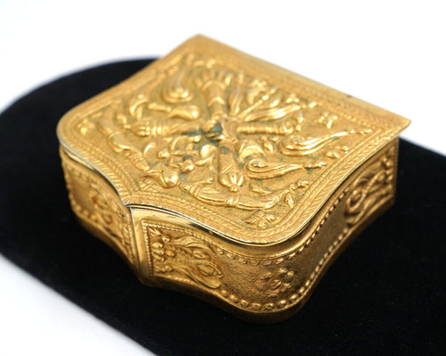 Antique Gilt Gold Bronze/Brass Ormolu Vanity Trinket Dresser Box w/ Nice Patina