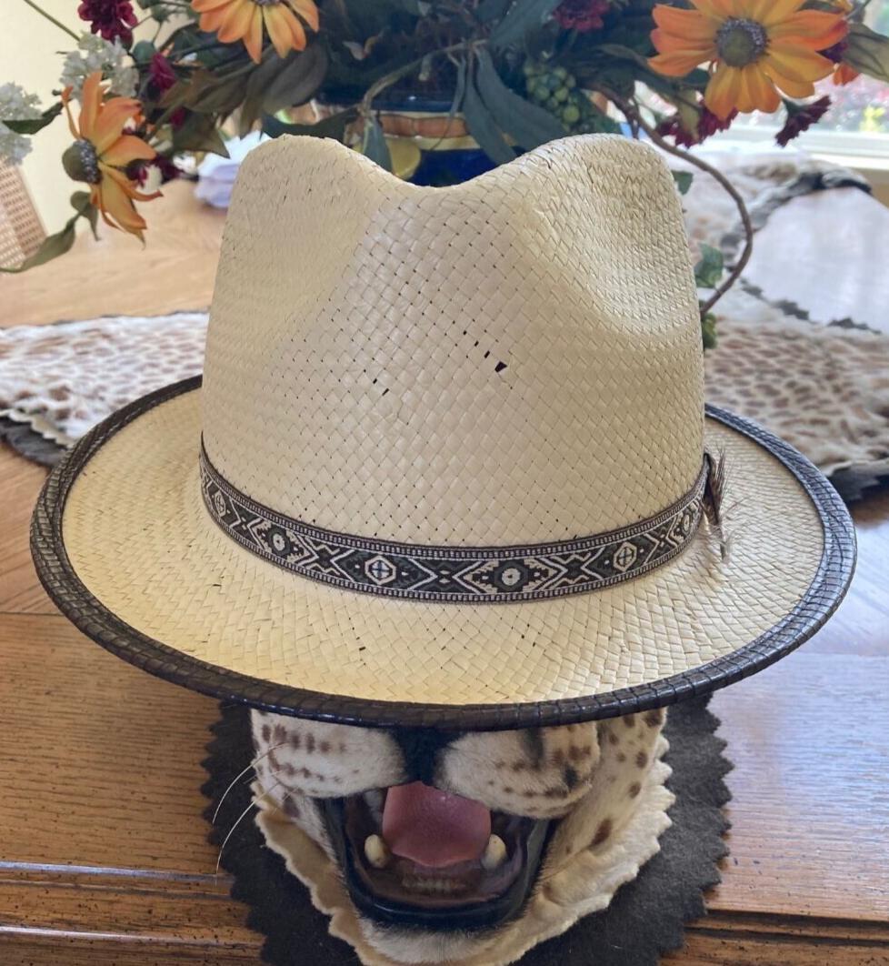 Biltmore 1917 straw green Panama hat Biltmore 1917 Wide Brim Straw Fedora – Stark and Legum main image 2
