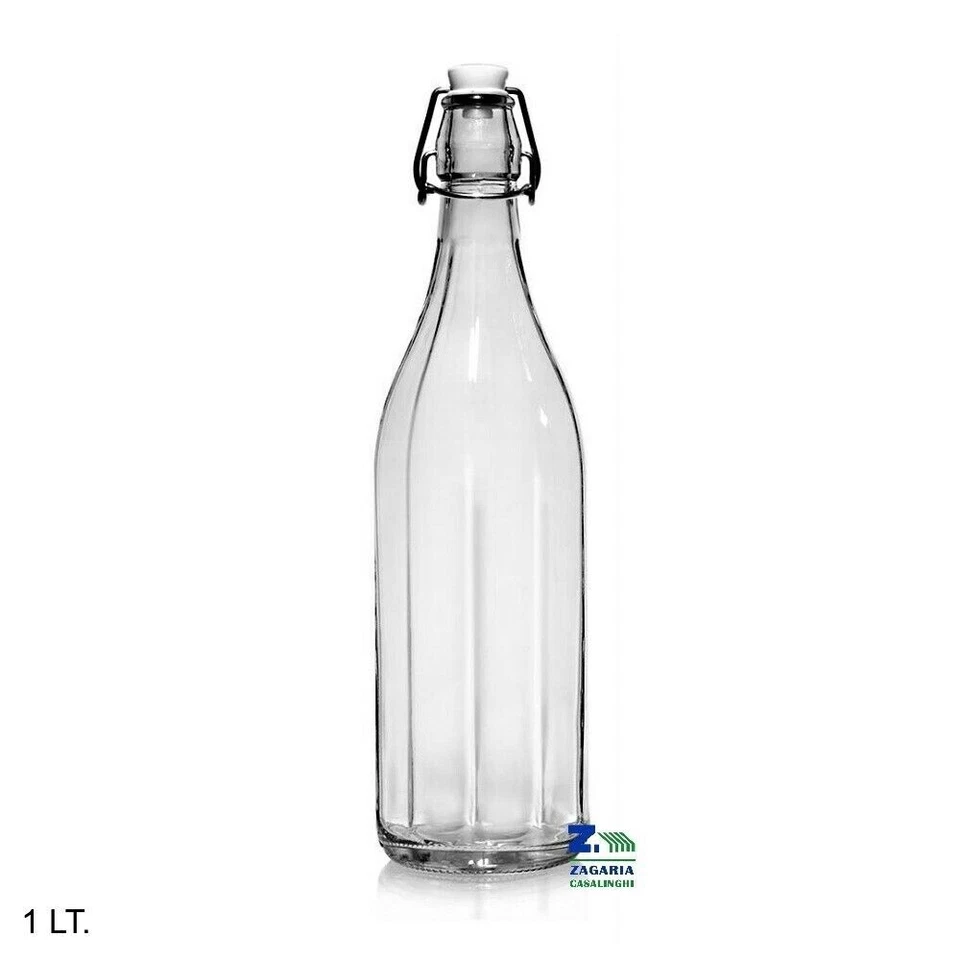 GRUPPO VETRO SOMMA BOTTIGLIA COSTOLATA IN VETRO TRASPARENTE LT. 1 CON TAPPO MECCANICO 1000 ML