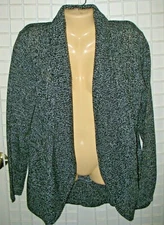 KAREN SCOTT - NEW  - LARGE  - KNIT  - OPEN FRONT CARDIGAN SWEATER SHAWL COLLAR 