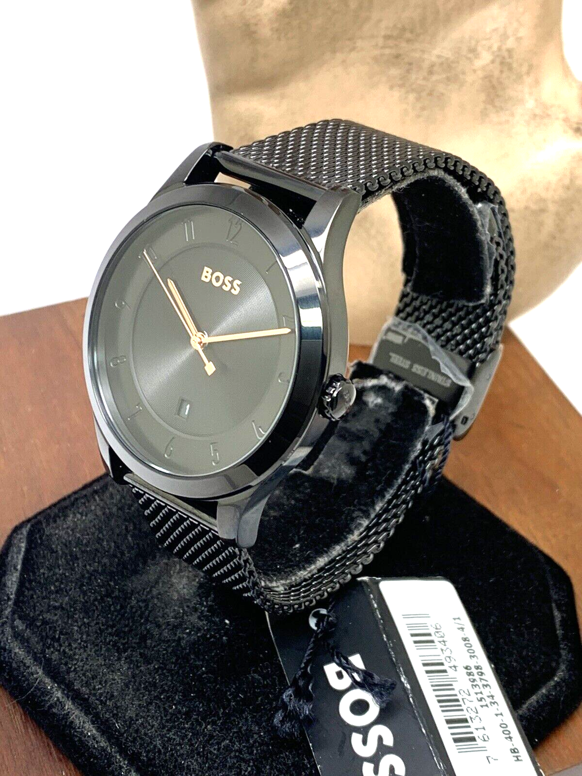 Hugo Boss Men's Watch 1513986 Purity Quartz Black Dial Mesh Stainless Steel  41mm | eBay