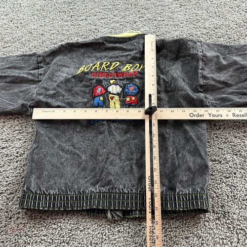 VINTAGE 80s Buster Brown Denim Jacket Boys 6-7 Black Acid Wash Bomber Coat * - Picture 5 of 11