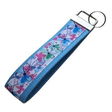Floral Keychain Wristlet Handmade Boho Fabric Key FOB Gift Present Daisy Flower