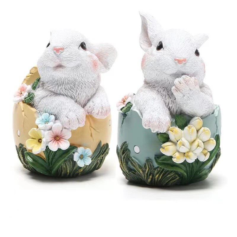 1PCS Easter Rabbit Holding Eggs Ornaments Easter Bunny Holding Carrots Ornaments