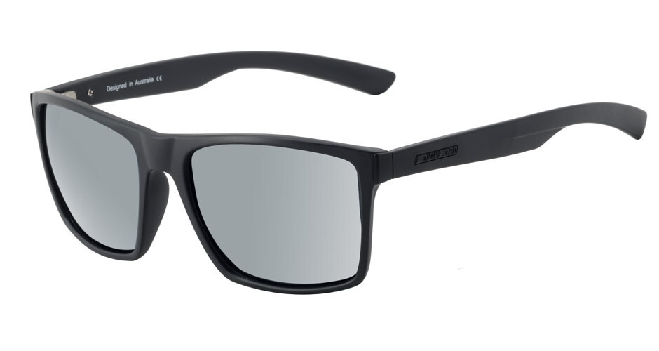 DIRTY DOG VOLCANO Mens/Womens POLARISED Sunglasses SATIN BLACK / SILVER MIRROR