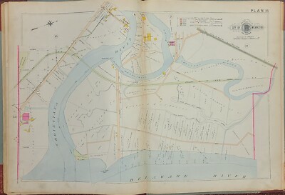 1901 WILMINGTON DELAWARE CLAYTON ST-CHRISTIANA RIVER & ELM ST-CITYLINE ATLAS MAP