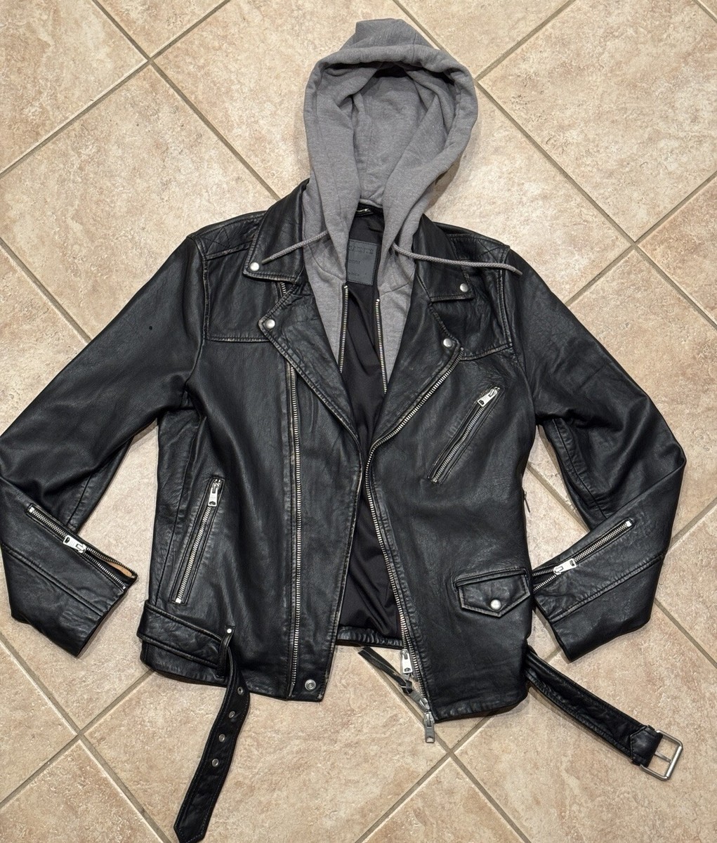 Motorcycle Jacket All Saints Leather Jacket With Hood ALLSAINTS