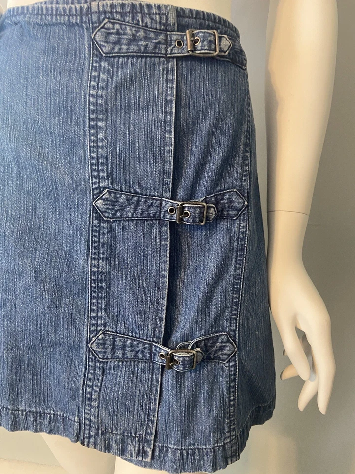 Ralph Lauren 90’s Denim Mini Wrap Kilt Falda Talla 4 Ajustable Foto 2 de 4
