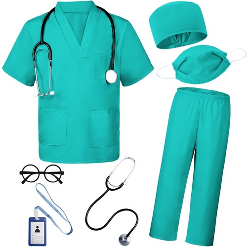 Doctor Costume for Kids 7Pcs Toddler Nurse Scrubs Set With Halloween Dress Up...