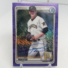 Quinn Priester 2020 Bowman Chrome Purple Shimmer Refractor Signed BD-53 Red Sox