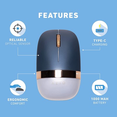 AZIO IZO BT 5.0 and RF 2.4G Optical Mouse (Blue Iris)