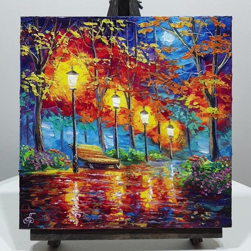 Hand Painted Original Autumn Park Artwork Decor Gift Wall Art Ukrainian Artist - Picture 24 of 24