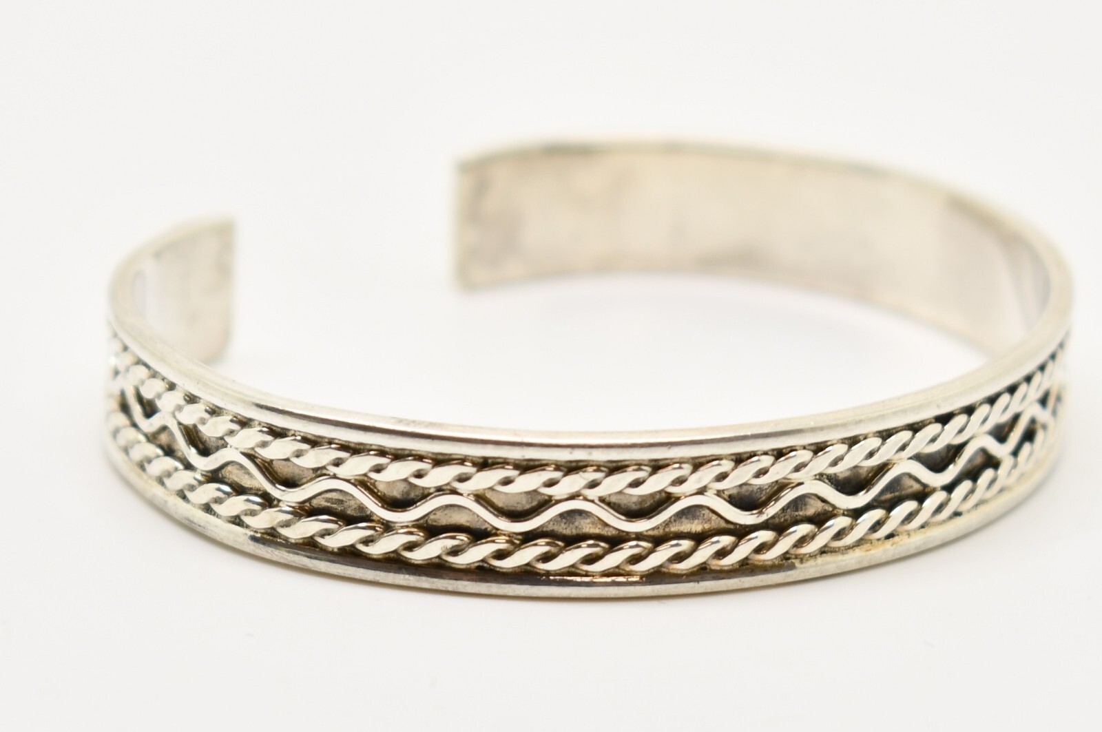 Sterling Silver Unique Pattern Cuff Bracelet 6.0"… - image 1