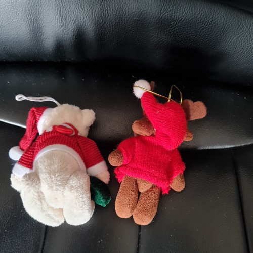 Teddy "Weihnachtsmann" + Rentier Grösse: ca. 10 cm - Creme + hellbraun - Bild 4 von 4