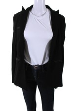 Central Park West Womens Camouflage Hood Long Sleeve Blazer Jacket Black Size S