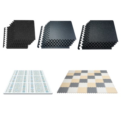 VEVOR Interlocking Floor Mats 24'' Fitness Flooring Tiles 6/12/25 PCS 1/2'' Thick
