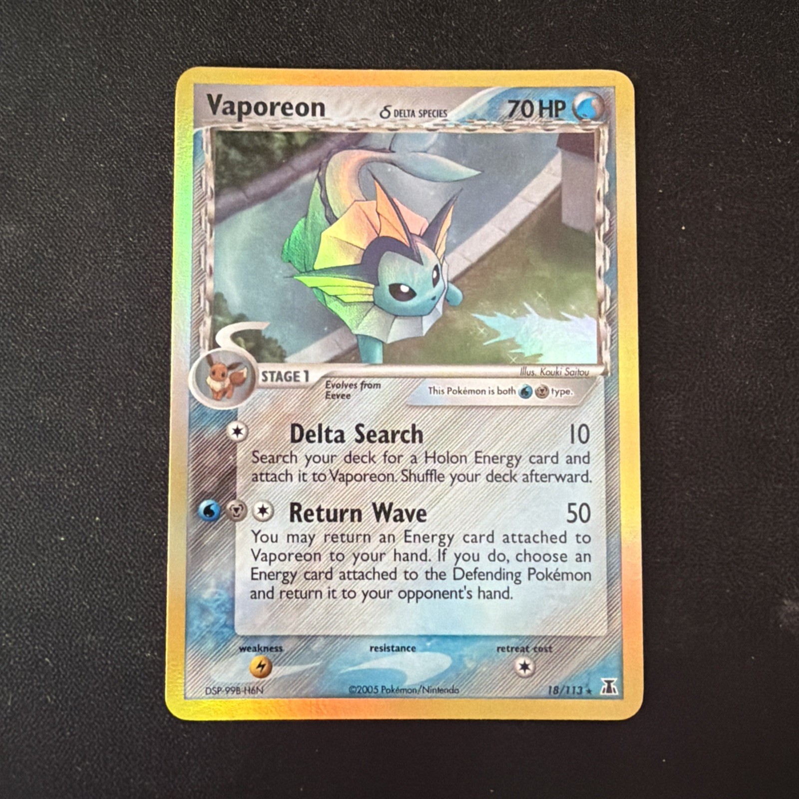 Pokémon TCG Vaporeon (Delta) EX Delta Species 18/113 Reverse Holo Holo Rare NM