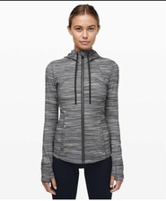 Lululemon Hooded Define Jacket Nulu Heathered Black/White/Black Size 6