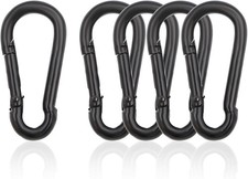 Black Stainless Steel Carabiner Clip - Heavy Duty Electroplated Spring Hook for