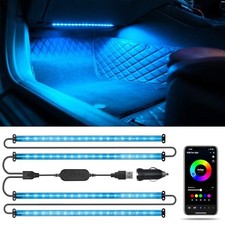 Car RGB LED Lights, Smart 48 LED Car Interior Light with APP Control, Under Dash