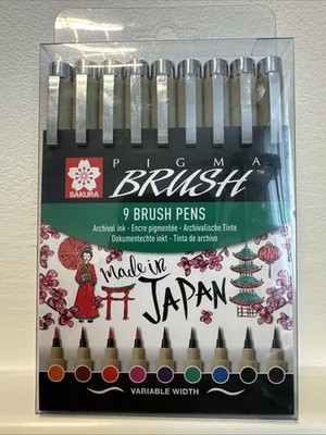 Sakura Pigma Micron Brush Pens Set 9 Farben - Grafiker Manga Cartoons
