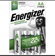 4 x AA ENERGIZER RECHARGE POWER PLUS 2000mAh NiMH BATTERIES HR6