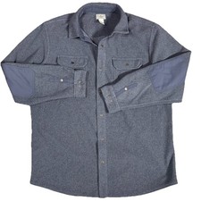 LL Bean Mens XL Tall Gray Allagash Overshirt Snap Shacket Jacket Elbow Patches