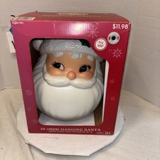 Holiday Time 10  Lighted Santa Blow Mold Hanging Christmas Decor, Red  White