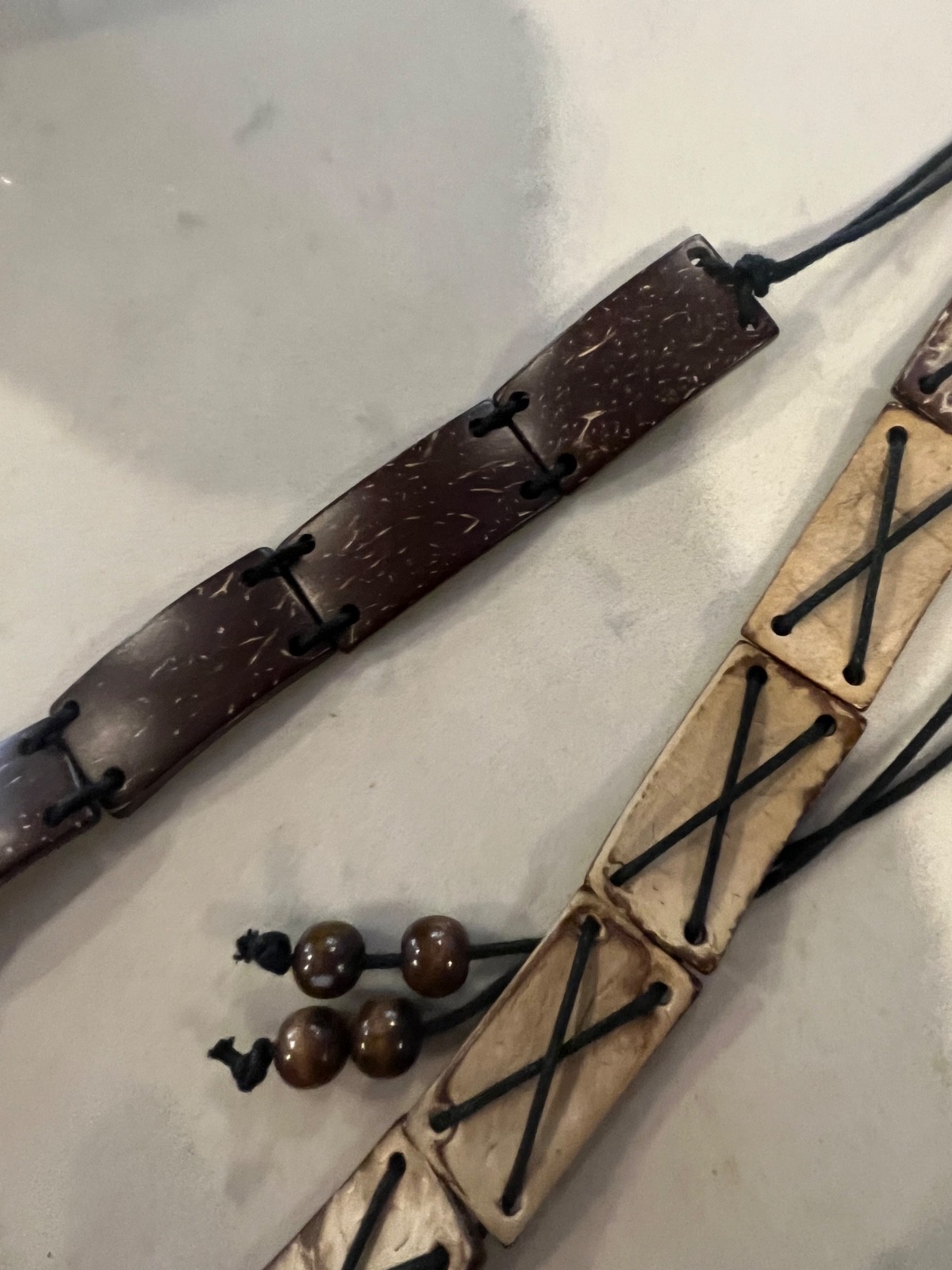 Women's Wood Coconut Shell Rectangular Panel Belt… - image 11