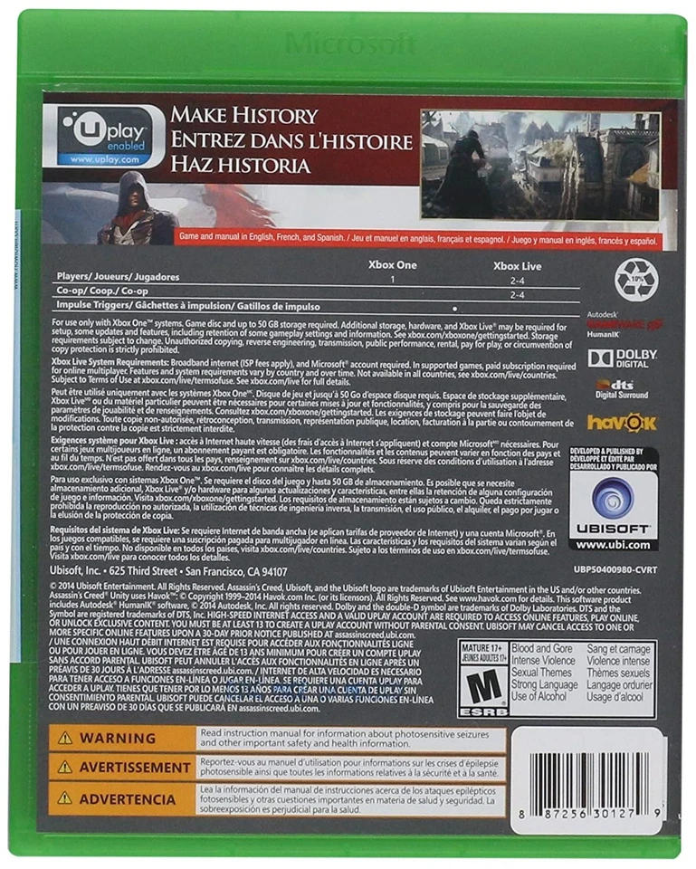 Assassin's Creed Unity - Xbox One (Microsoft Xbox One) (US IMPORT) - Image 2 of 2