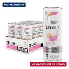 CELSIUS Fizz Free Pink Lemonade, Sugar Free Energy Drink, 12 Fl Oz Pack of 12 