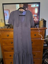 Lovely Dusty Purple Dress - Button-Up Dress - Midi Dress - Dress - ,