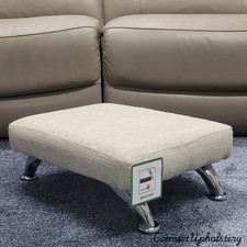 Handmade Low Footstool UK Made Luxury Upholstered Footrest - Chrome Legs 17cm