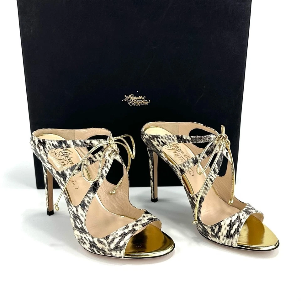 Alejandro Ingelmo Stiletto Heel Sandal Size 6.5 Snake Print Leather Slip-On New - Image 2 of 4