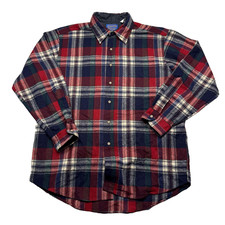 Vintage Pendleton Shirt Mens Large Red Navy Wool Flannel Plaid Made in USA