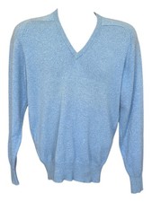 Brooks Brothers Blue V-Neck Men's Cashmere Sweater S/M Vintage Made in England