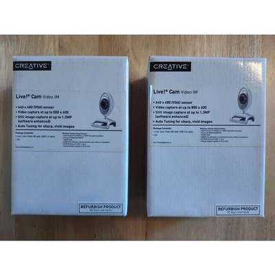 Creative Live! Cam Video IM Webcam VF0220 Lot of 2 White Silver Retro Box Sealed