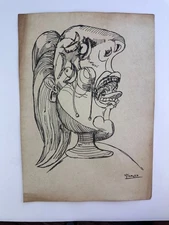 Pablo Picasso COA Art Painting Original Drawing Vintage Paper Signed