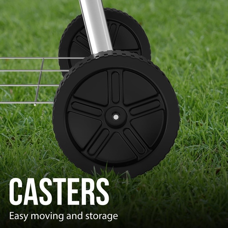 22.5in Charcoal Kettle Grill Outdoor Cooking Ash Catcher Heat Gauge Storage Rack