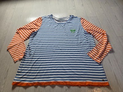 Weiches Langarmshirt Strandfein Damen Größe 48 gestreift blau weiß orange