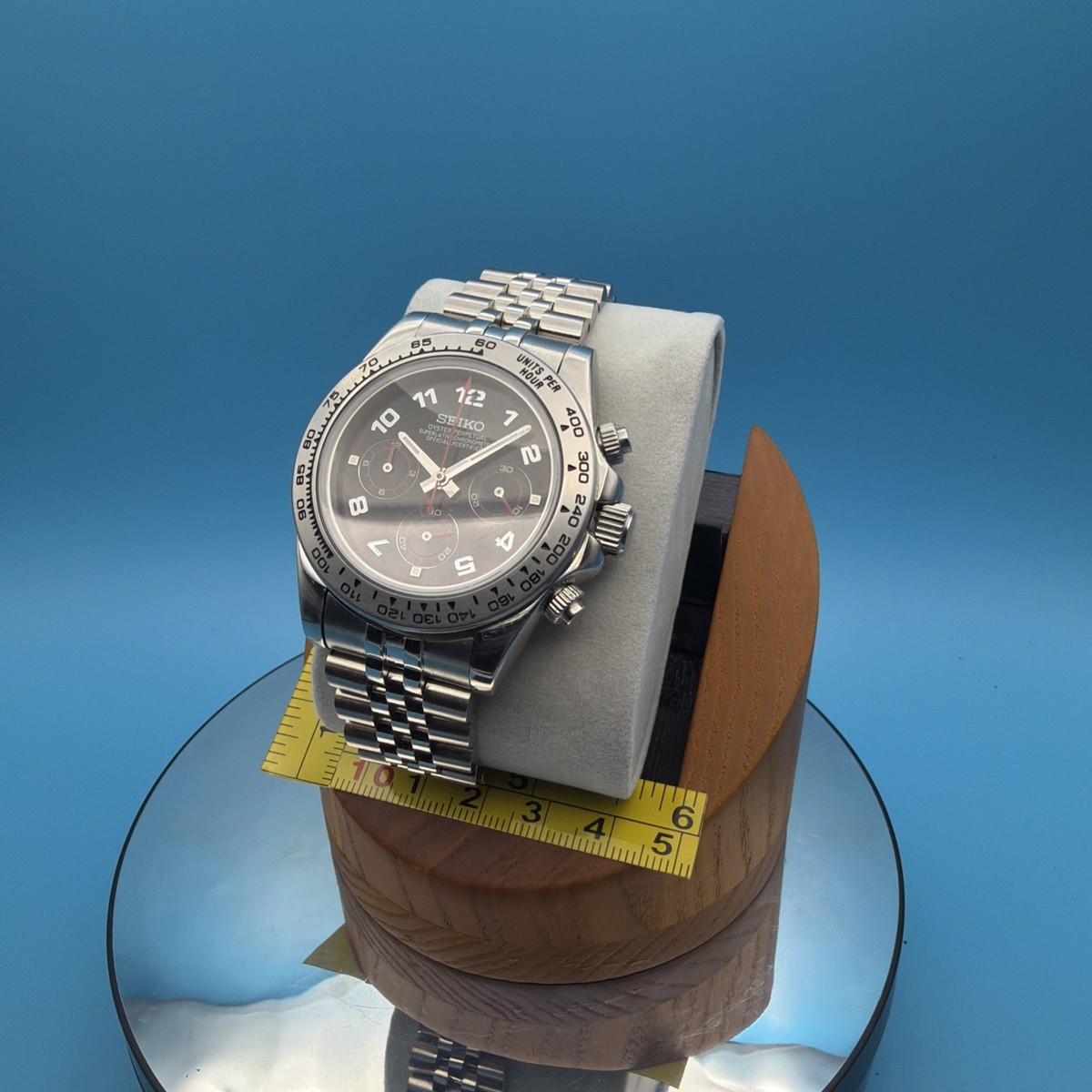 Bespoke Seiko VK63 Arabic Racing Chronograph 39mm Jubilee Mens