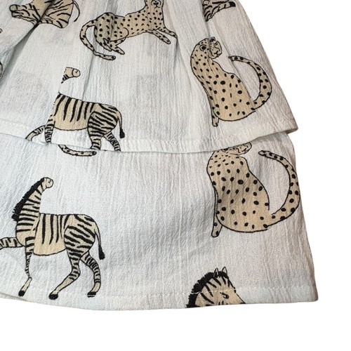 Seed Heritage Girls Jungle Tiered Skirt Cheetah Zebra Size 8 Cotton White Beige - Picture 3 of 8