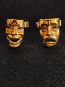 Authentic 1960's Fenwick & Sailor Gold Plated Sterling Silver Cuff Links Tragedy & Comedy