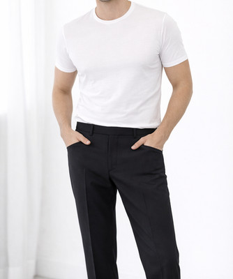 Karl Lagerfeld Hose schwarz Herrren Stoff elegant 48 slim Wolle New York Neu