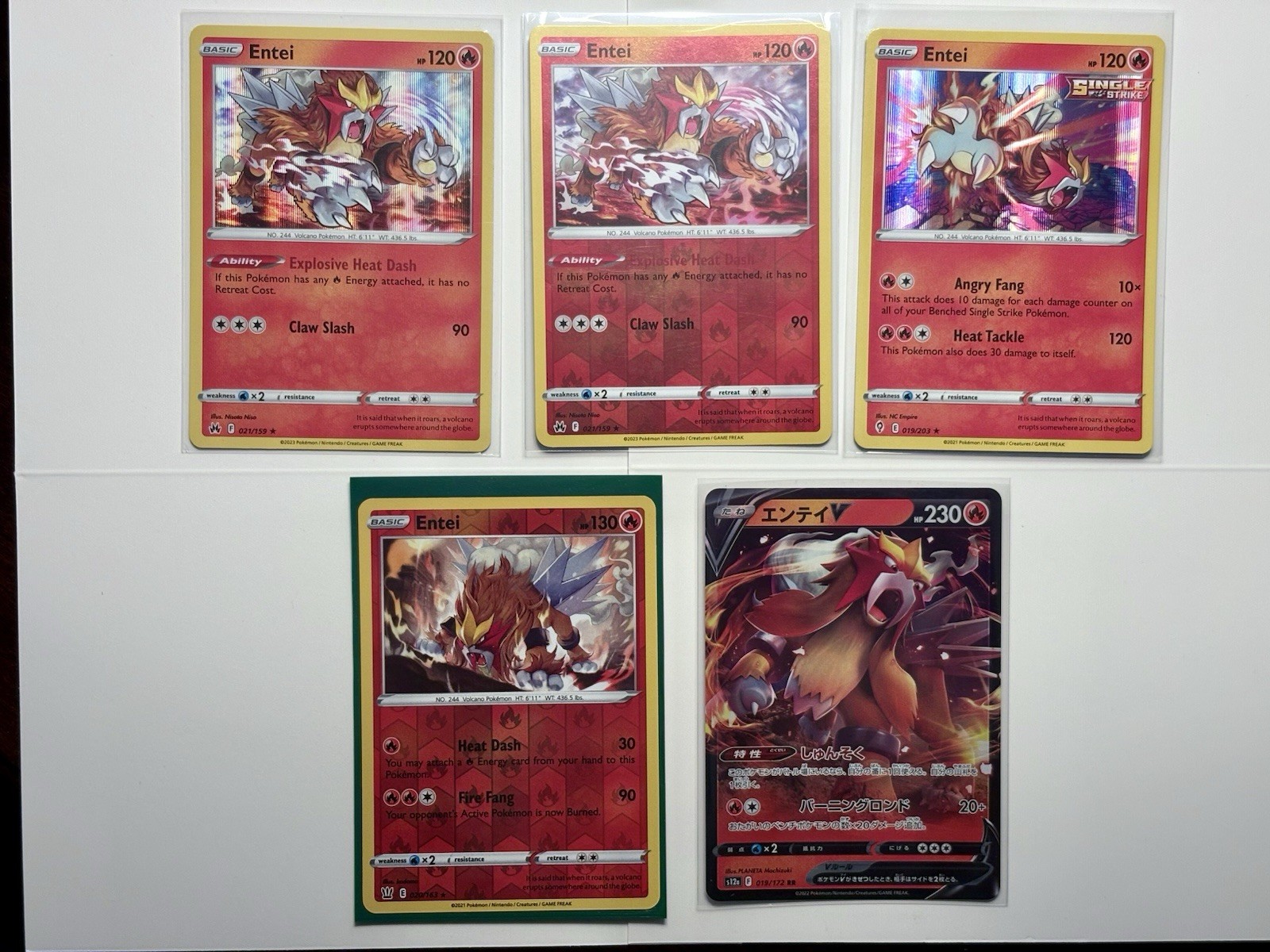 Entei Pokemon Card Lot - X5 Unique Holo Entei - A176 