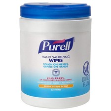 PURELL 9113-06 Sanitizer Wipes,Citrus,6.75inL,6 inW 12H935
