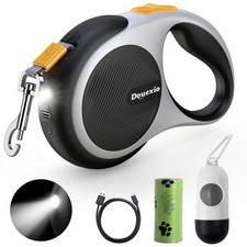 Retractable Dog Leash with LED Flashlight, Upgrade 3 in 1 Dog Leash Retractab...