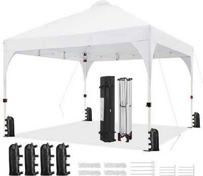 12x12 Pop Up Canopy Tent with Vent, Instant Sun Shelter with Wheeled Bag, White